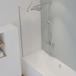 Schulte pare-muret douche - 120 x 100 - paroi de douche - verre de sécurite 5 mm -transparent - anticalcaire - chromé