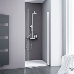 Schulte porte pivotante - 90x192 - réversible - anticalcaire - transparent - profilé blanc