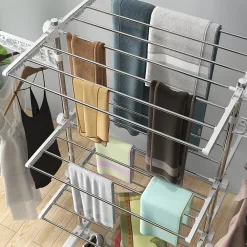 Homcom Sechoir à linge étendoir pliable ailes latérales sur 3 niveaux