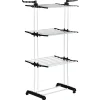 Etendoir À Linge|Homcom Sechoir à linge étendoir pliable 3 niveaux 2 ailes latérales à cintres acier blanc PP noir