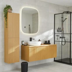 Serviette De Bain|GoodHome Serviette de bain blanche et beige galet Elland 150 x 100 cm