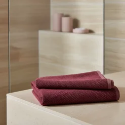 GoodHome Serviette de bain grenat et rose terracotta 140 x 70 cm, Sary