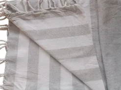 Serviette De Bain|Dylrev Serviette de Plage Fouta Rayée avec Franges 90x180 cm en Gris -