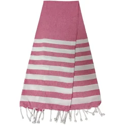 Serviette De Bain|Dylrev Serviette de Plage Fouta Rayée avec Frange - Lot de 4 - 90x180cm - Rose