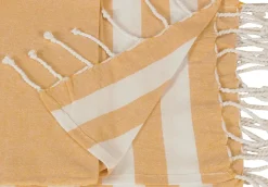 Dylrev Serviette de Plage Fouta Rayée avec Frange 90x180cm en Moutarde -