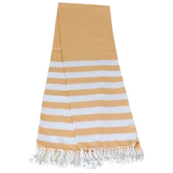 Dylrev Serviette de Plage Fouta Rayée avec Frange 90x180cm en Moutarde -