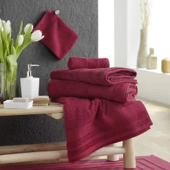 Douceur D'Intérieur Serviette de toilette 50 x 90 cm eponge unie tendresse Rubis
