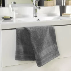 Douceur D'Intérieur Serviette de toilette 50 x 90 cm eponge unie tendresse Anthracite