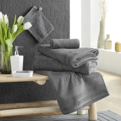 Douceur D'Intérieur Serviette de toilette 50 x 90 cm eponge unie tendresse Anthracite