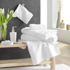 Serviette De Toilette|Douceur D'Intérieur Serviette de toilette 50 x 90 cm eponge unie tendresse Blanc