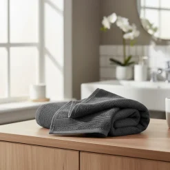 Serviette De Toilette|GoodHome Serviette de toilette anthracite 100 x 50 cm, Koros