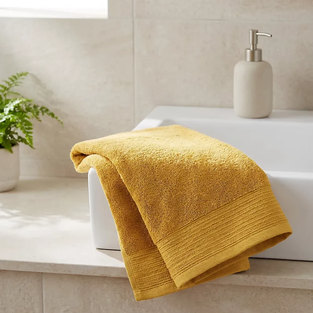 GoodHome Serviette de toilette jaune miel 100 x 50 cm, Koros