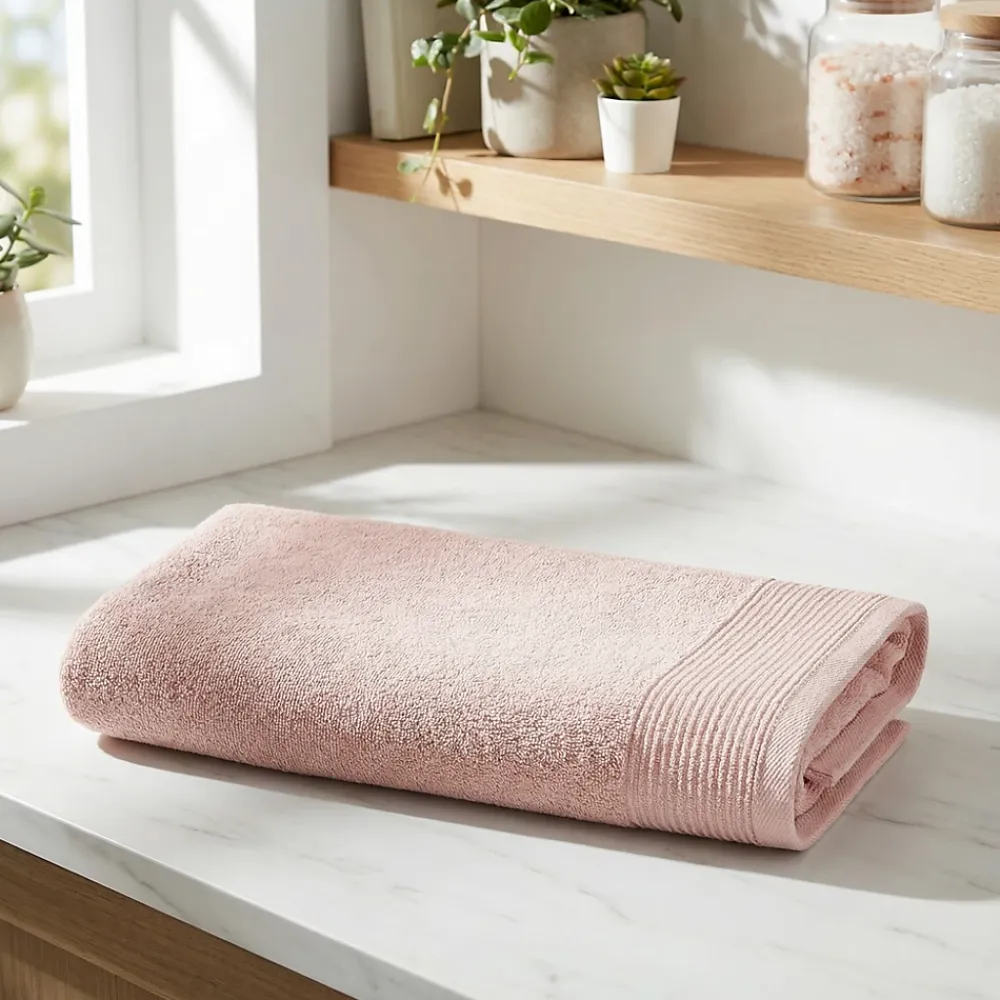 GoodHome Serviette de toilette rose nude 100 x 50 cm, Koros