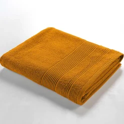 Serviette De Toilette|Douceur D'Intérieur Serviette de Toilette unie 50x90 cm - Collection Tendresse - Éponge 500 g,m² - 50x90cm - Curry