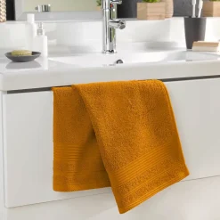 Serviette De Toilette|Douceur D'Intérieur Serviette de Toilette unie 50x90 cm - Collection Tendresse - Éponge 500 g,m² - 50x90cm - Curry