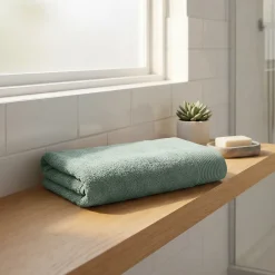 Serviette De Toilette|GoodHome Serviette de toilette vert de gris 100 x 50 cm, Koros