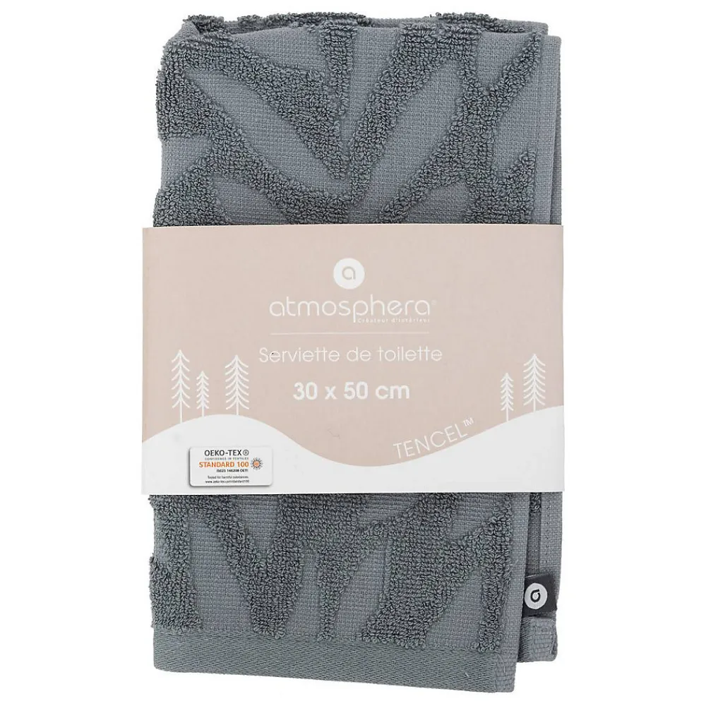 Serviette De Toilette|Atmosphera Créateur D'Intérieur Serviette de toillette Cisel - coton - gris foncé - 30x50 cm - Atmosphera