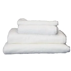 Sud Etoff Serviette Grand Hotel surpiqure noire (30x50 cm - Blanc)