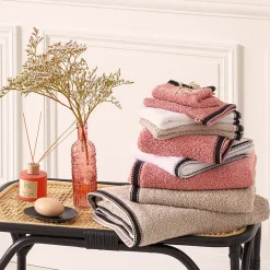 Serviette De Toilette|Atmosphera Créateur D'Intérieur Serviette invité Joia - coton 550 gr/m² - rose 30x50 cm - Atmosphera