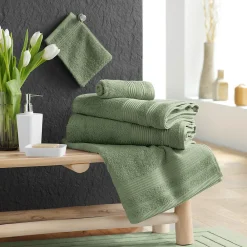 Serviette De Toilette|Eden Serviette ou drap de douche 70 x 130 cm Tendresse kaki