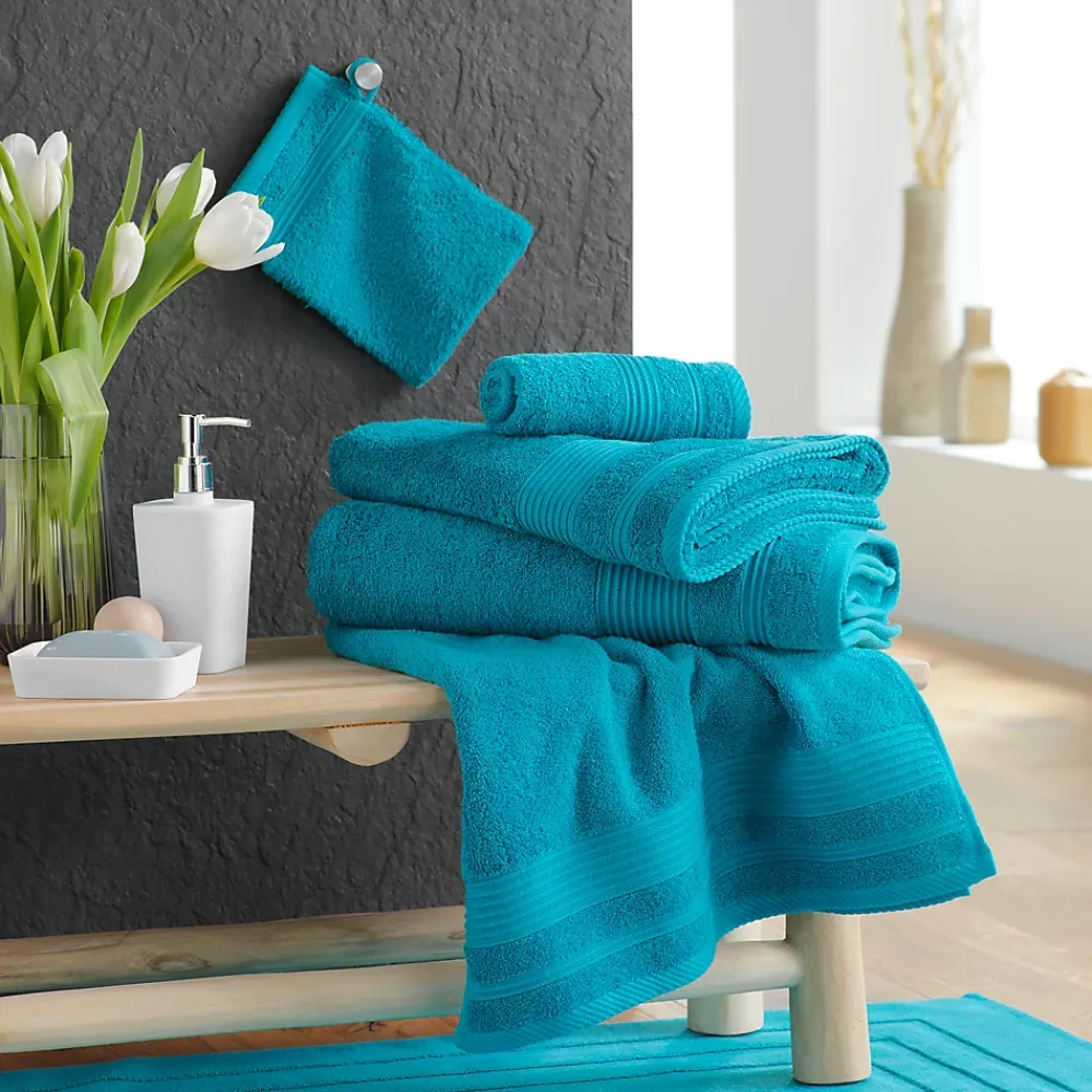 Eden Serviette ou drap de douche 70 x 130 cm Tendresse bleu paon