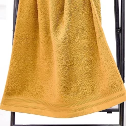 Tradilinge Set de 2 serviettes de toilette en éponge (50x100 cm - Jaune Ocre)