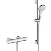 Hansgrohe Set de douche Croma Select S 110 1jet / Unica'Crometta 0,65m + Mitigeur thermostatique de Douche, Chrome (13211000-Crometta3)