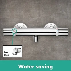 Hansgrohe Set de douche Croma Select S 110 1jet / Unica'Crometta 0,65m + Mitigeur thermostatique de Douche, Chrome (13211000-Crometta3)