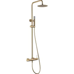 Imex Products Set de douche monocommande or brosse acier et laiton avec pommeau 20 cm anticalcaire