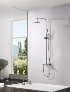 Colonne De Douche Mécanique|Imex Products Set douche monocommande chrome acier et laiton avec douchette extensible et anticalcaire