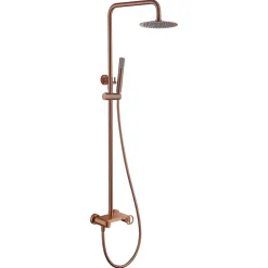 Imex Products Set douche monocommande en acier et laiton finition PVD or rose brosse avec barre extensible