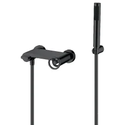 Imex Products Set douche monocommande noir mat en laiton et zamak avec flexible PVC 180 cm