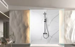 Imex Products Set douche monocommande noir mat en acier et laiton avec barre extensible