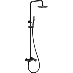 Imex Products Set douche monocommande noir mat en acier et laiton avec barre extensible