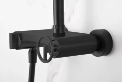 Imex Products Set douche monocommande noir mat en acier et laiton avec barre extensible