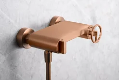 Imex Products Set douche monocommande or rose brosse en laiton tube PVC 180 cm ceramique 35 mm