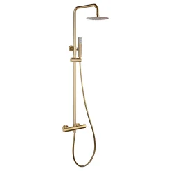 Colonne De Douche Thermostatique|Imex Products Set douche thermostatique or acier et laiton PVD avec douchette extensible anticalcaire