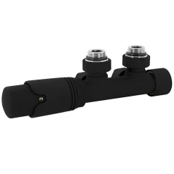 Sèche-Serviettes Eau Chaude|Luxebath Set vanne thermostatique mural noir pour radiateur de salle de bain à raccord central