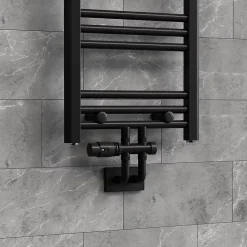 Sèche-Serviettes Eau Chaude|Luxebath Set vanne thermostatique passage noir pour radiateur de salle de bain à raccord central