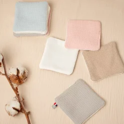 Sevira Kids Lingettes bébé lavables 8 pièces Nid d'abeille & bambou