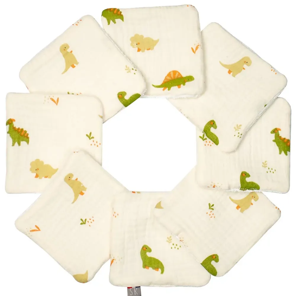 Serviette De Toilette|Sevira Kids Lingettes bébé lavables 8 pièces Dino