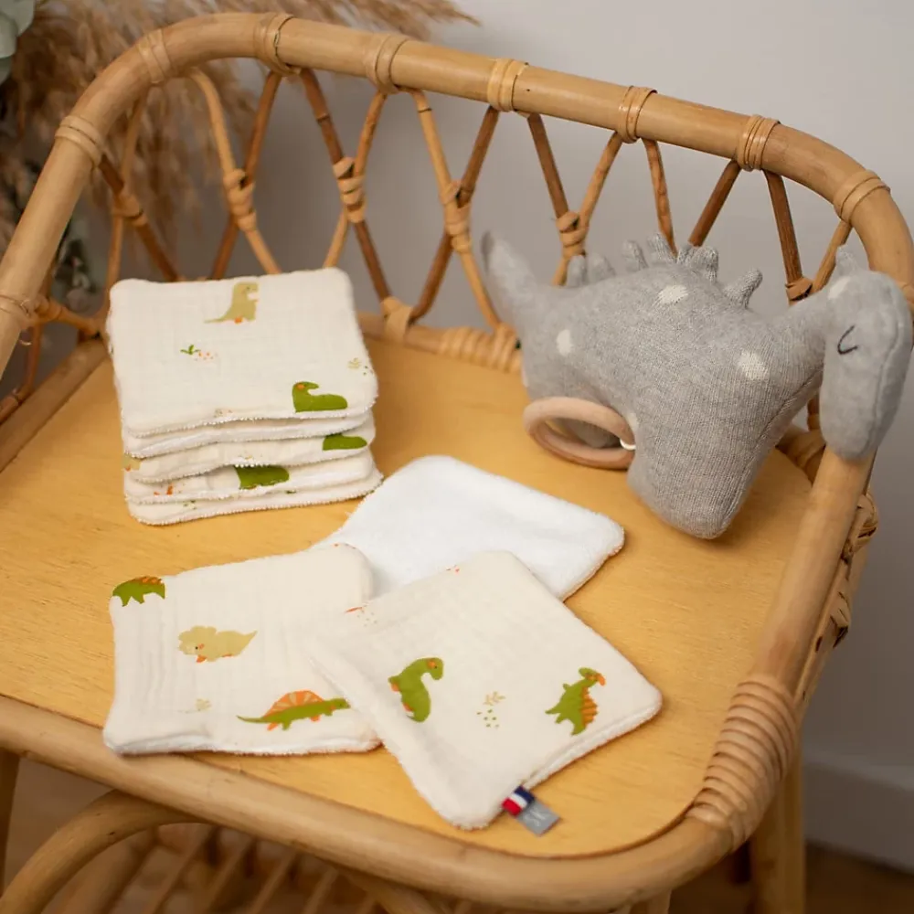 Serviette De Toilette|Sevira Kids Lingettes bébé lavables 8 pièces Dino