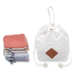 Sevira Kids Pochon distributeur et ses 8 lingettes lavables Jeanne