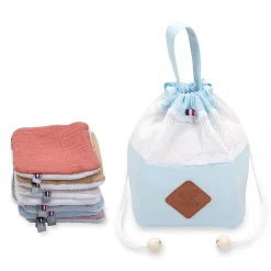 Sevira Kids Pochon distributeur et ses 8 lingettes lavables Jeanne