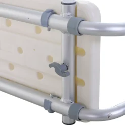 Homcom Siège de baignoire - siège de bain suspendu réglable - tabouret de salle de bain - dim. 71-81L x 22l x 18H cm - alu. HDPE blanc