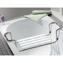 Siège De Douche| Siège de baignoire en inox extensible de 65 à 91 cm blanc charge maximale 90 Kg