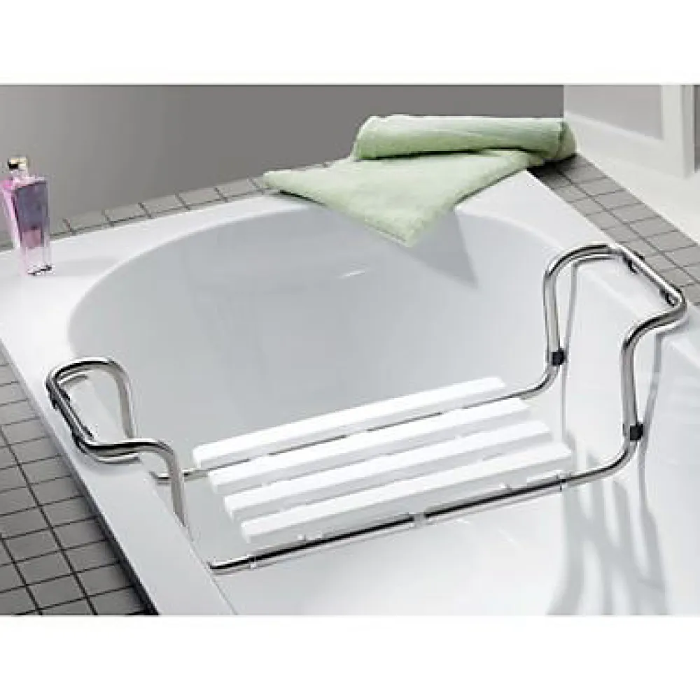 Siège De Douche| Siège de baignoire en inox extensible de 65 à 91 cm blanc charge maximale 90 Kg