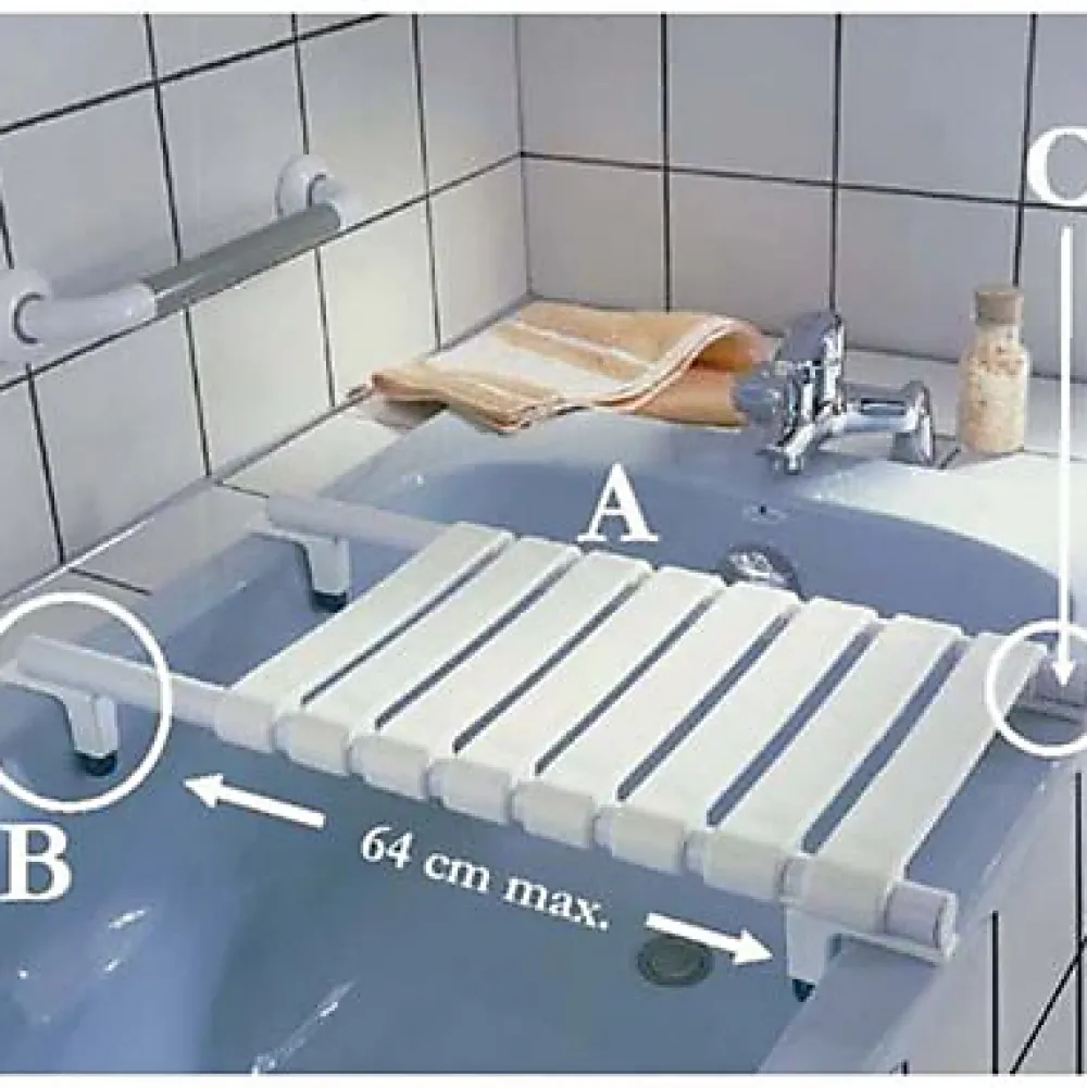 Siège De Douche|Godonnier siège de bain en aluminium blanche extensible de 484 à 640 mm