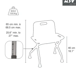Siège De Douche|MSV Siège de douche ajustable pliable