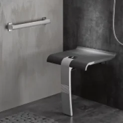 Siège De Douche|Pellet Siège de douche escamotable Arsis - Gris anthracite et Gris mat